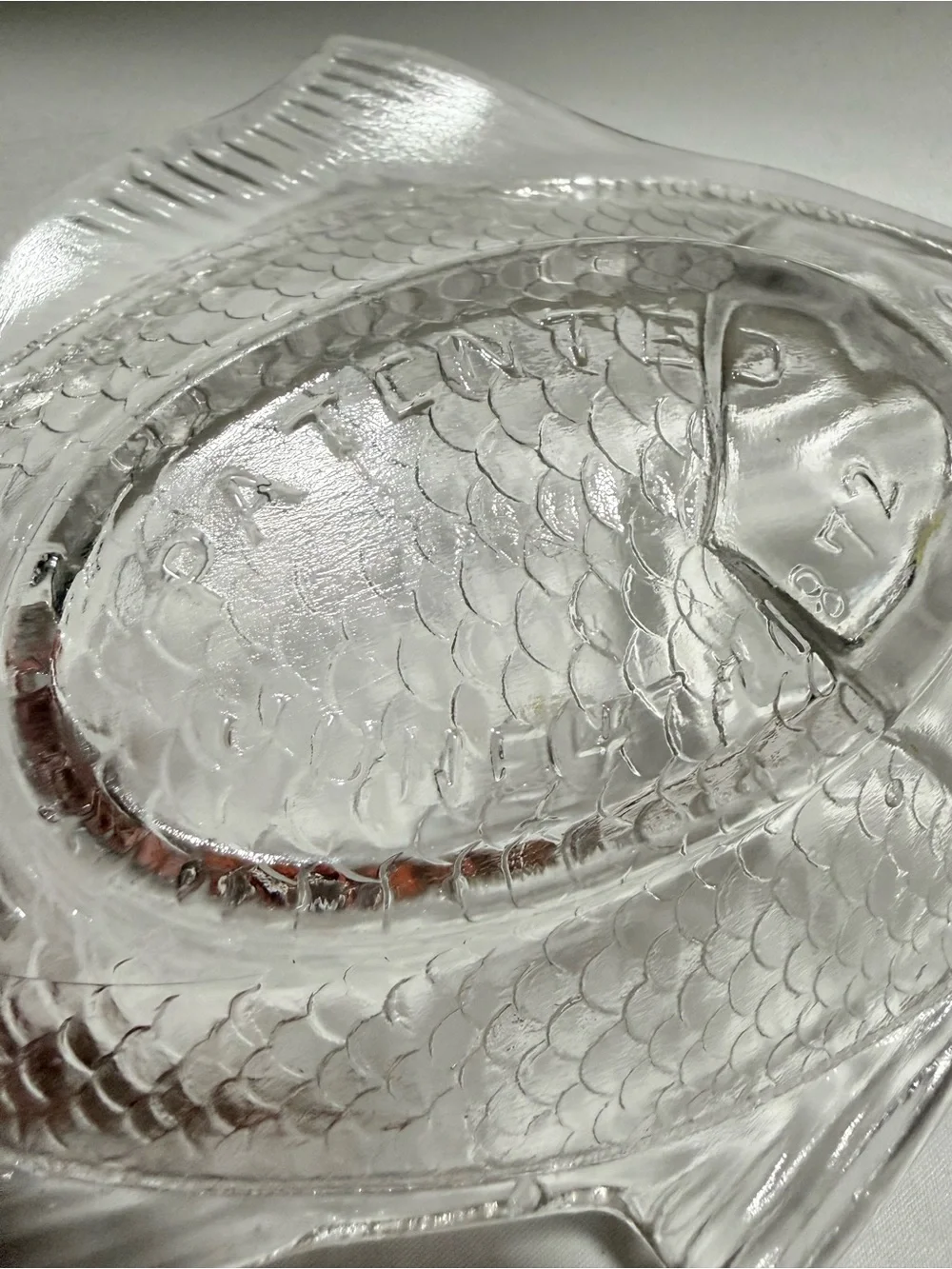 Atterbury&Company Patented June 4th 1872  10” Fish Design Bowl Clear Glass